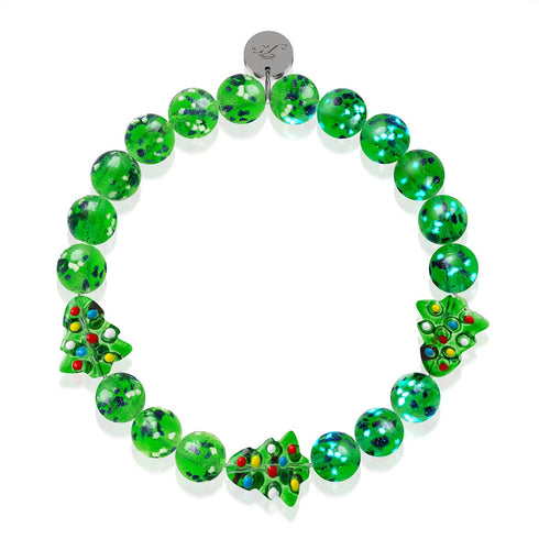 Emerald Evergreen | Silver | Firefly Glass Bracelet